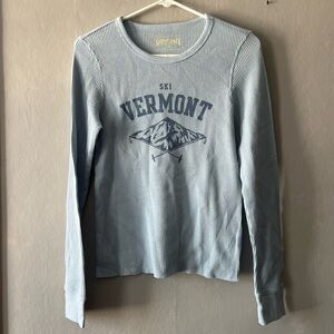 American Eagle Light Blue Vermont Ski Waffle Knit long sleeve shirt Size Medium